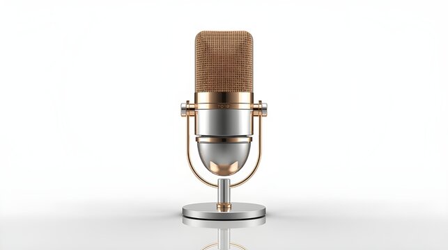 Retro condenser microphone with elegant gold and silver metallic finish