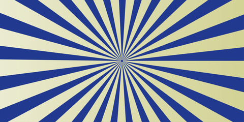 Obraz premium Radial burst of blue and cream stripes emanating from a central point, creating a hypnotic and dynamic visual effect.