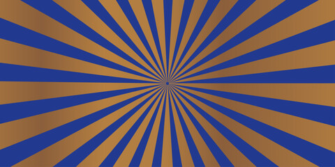 An abstract radial burst pattern of alternating gold and blue stripes emanates from a central point, creating a dynamic and visually striking graphic element. © Asad Visuals