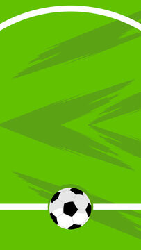 Vertical Soccer Field Background with Football and Dynamic Strokes. Soccer football sport vector background template, modern sports design.