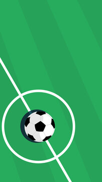 Soccer Ball on a Green Football Field Vector Background. Soccer football sport vector background template, modern sports design. Vertical Background