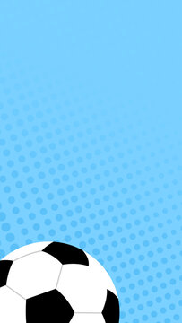 Soccer Ball Background on Blue Halftone Pattern. Soccer football sport vector background template, modern sports design.