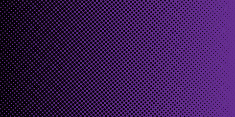Halftone Pattern Background with Purple and Yellow Duo-tone Gradient,a dynamic halftone dot pattern with striking shades of dark purple and golden yellow. © aini