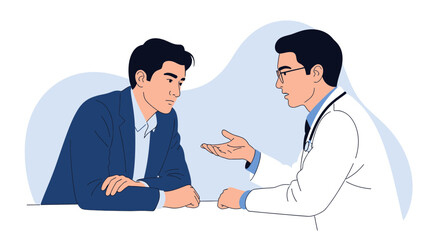 Obraz premium Doctor talking to patient consultation, medical healthcare discussion, doctor consultation