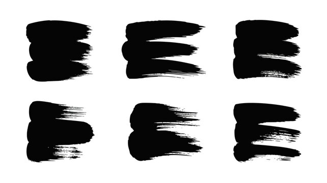 Hand-drawn abstract brush stroke letter e designs in black ink