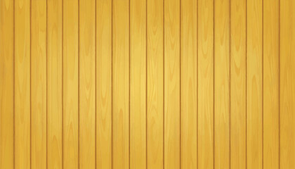 Obraz premium Yellow wooden background vector illustration. Vertical wood planks texture with realistic grain and golden shading. Rustic timber board pattern for warm, natural, and vintage design backdrops.