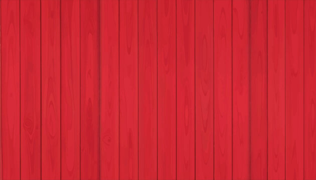 Red wooden background vector illustration. Vertical wood planks texture with realistic grain and soft shading. Rustic barn timber pattern for Christmas, festive, and vintage design backdrops.