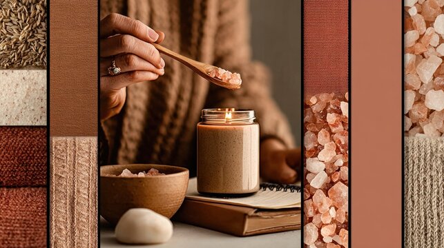 Woman holding a spoon and a candle self care ritual