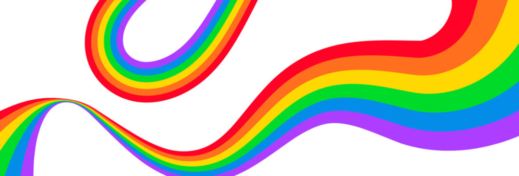 Rainbow ribbon lgbt for pride flag abstract and background vector wave. Month banner line for lgbtqia gay wavy and pattern curve happy. Rainbow trans diversity for pride design parade and flag.