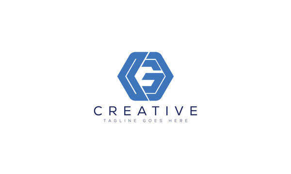 Modern hexagonal lg letter monogram logo with monogram minimalist geometric