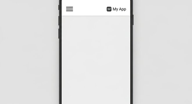 Smartphone user interface mockup with white screen and menu button