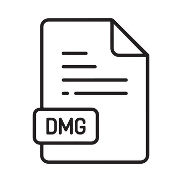 Dmg File Document Icon Black Line Art On White Background