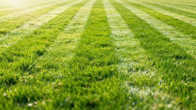 Fresh green grass with mowing stripes