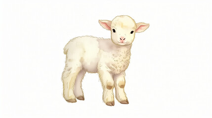 Naklejka premium Watercolor lamb baby with on white background, perfect for nursery textile and children's watercolor illustration prints