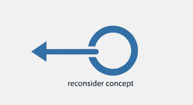 Visualizing the analytical process of re-evaluating an idea or strategy, depicting the need to reconsider a concept for improvement and redirection towards better outcomes