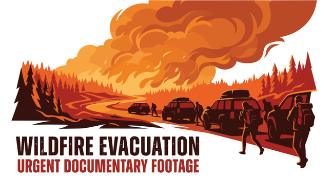 Wildfire Evacuation Urgent Documentary Footage.
