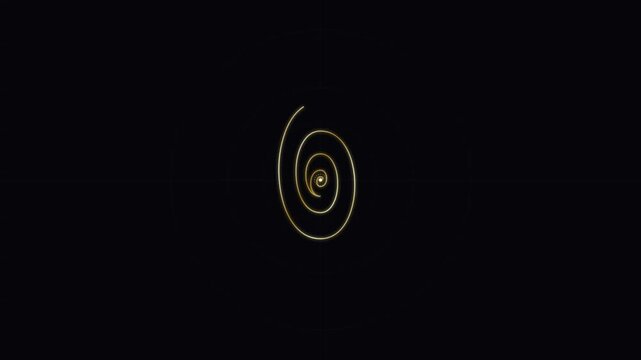Abstract golden orbit ring with a glowing dot center against a deep black background for digital technology and space concepts