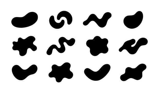 Abstract Organic Blob Shapes and Modern Fluid Amoeba Elements Vector Collection