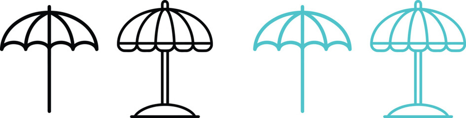 Umbrellas in black and blue with white polka dots standing upright on stands featuring black umbrella, blue umbrella, rain protection © Progotibd303