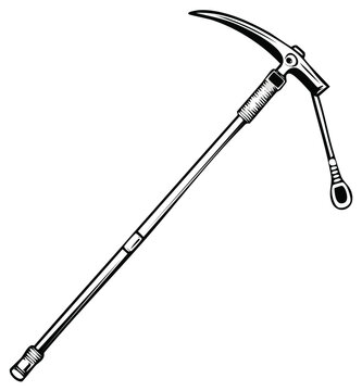 Detailed illustration of a vintage grappling hook with rope for climbing or rescue
