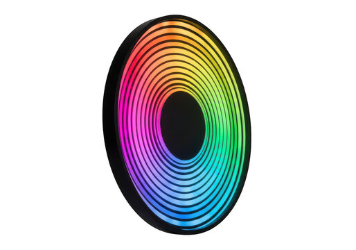 Abstract gradient iris pattern in vibrant circular design isolated on transparent background