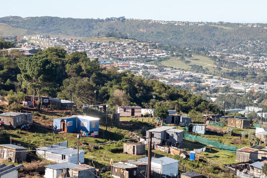 Panoramic township hillside view in South Africa