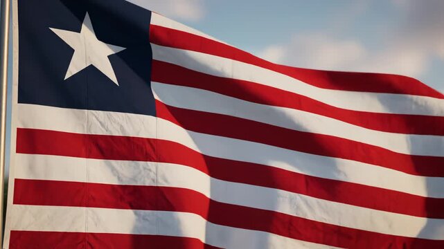 Flag of Liberia waving in the wind