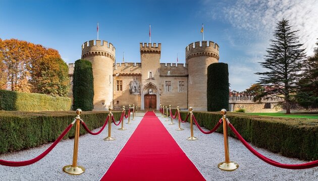 regal entrance red carpet pathway to royal thrones within majestic castle