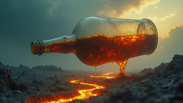 AI-generated image of a surreal struggling with alcoholism