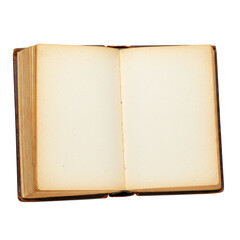 Naklejka premium Open antique book with blank pages and brown leather binding