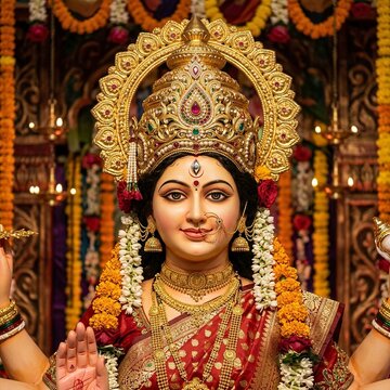 Grand Navratri Celebration Featuring Beautiful Maa Durga Murti