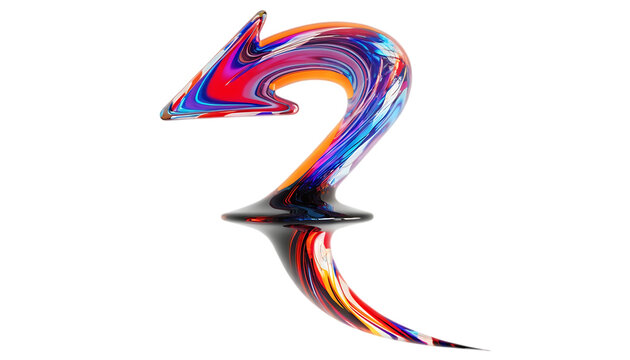 Neon glowing curved hand drawn arrow cut out isolated on dark background PNG. Bright neon light effect directional arrow for modern UI, gaming and social media design element. AI GENERATED.