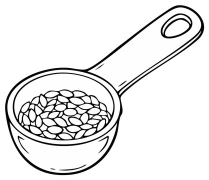 Measuring Spoon Filled With Grains And Seeds Kitchen Tool For Baking And Cooking