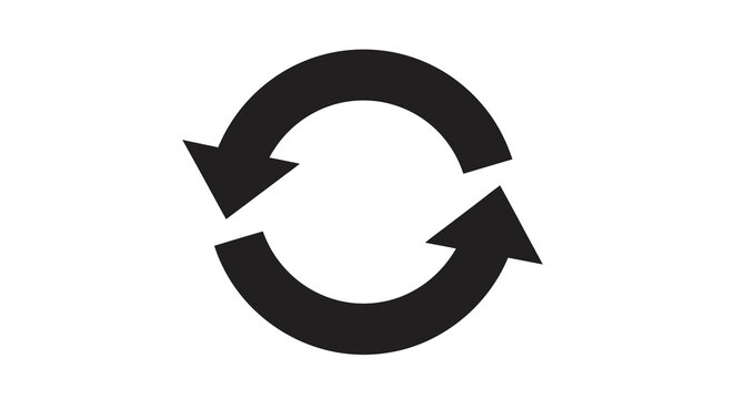 Circular arrow icon with counterclockwise and clockwise direction flat style