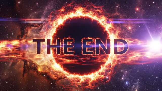 End Screen Black Hole Fiery Explosion Cosmic Background Digital Art