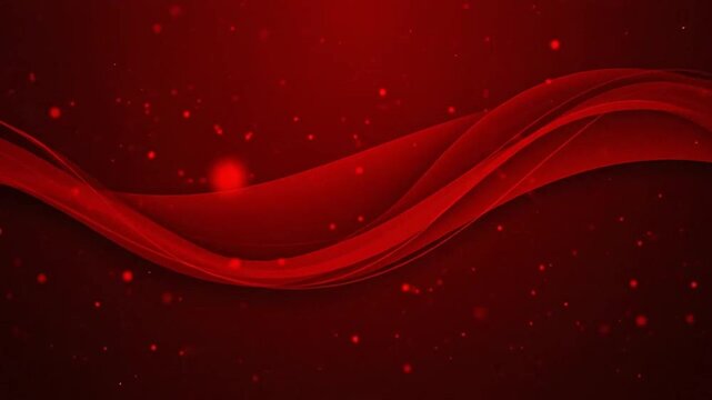 Abstract background featuring flowing red waves and glowing particles in motion
