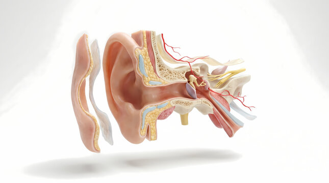Anatomical Model of the Human Ear with Detached Outer Sections
