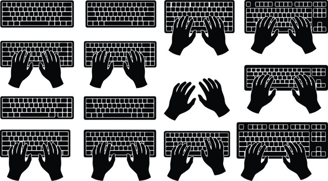 Hands typing on mechanical keyboard collection