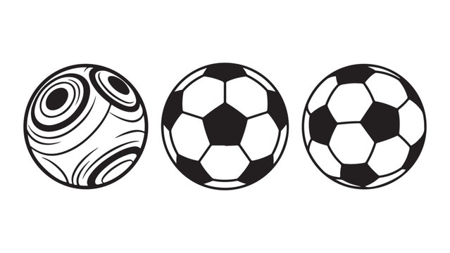 Three Soccer Balls with Abstract and Conventional Patterns