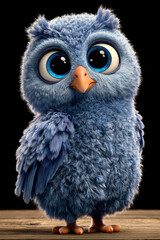 Obraz premium Fluffy Owl Portrait On Branch