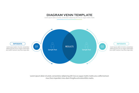 Venn diagram business infographic circle chart template 4 options, presentation with venn diagram elements vector illustration.
