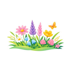 Obraz premium PNG Colorful floral garden illustration