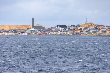 Fototapeta premium Part of Vardø seen from the coastal route 