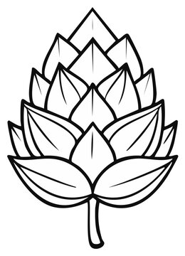 Illustration of a stylized hop cone botanical drawing outline for design projects.