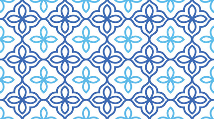 Fototapeta premium Elegant Blue Geometric Floral Seamless Pattern Background
