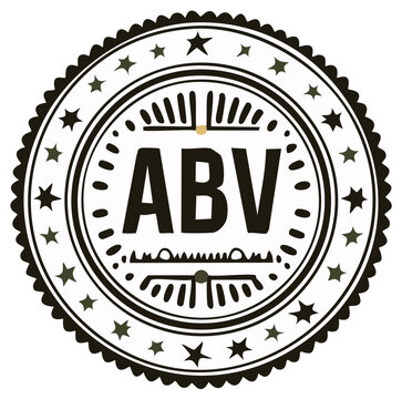 ABV stamp design featuring classic typography and star border, ideal for product label and promotional usage in vintage style