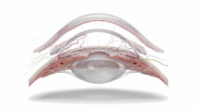 Detailed Cross-Sectional Anatomy Of The Human Eye Showing Lens And Cornea