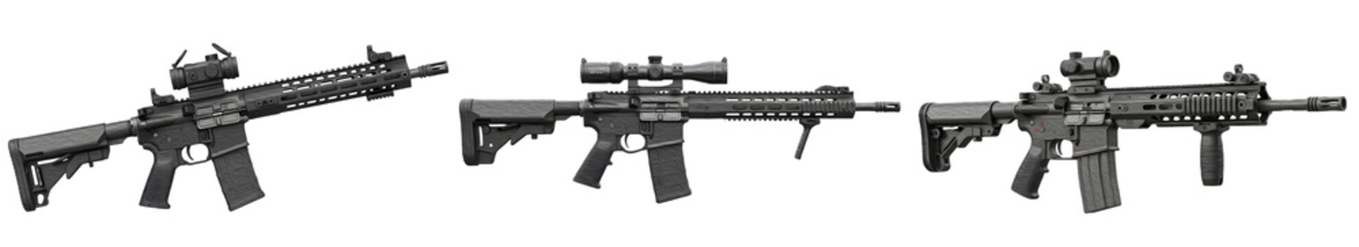 this set of the high quality ( M4 carbine rifles, which are commonly classified as assault rifles or carbines in military and civilian contexts) on withe background PNG photo'