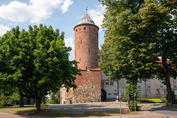 Fototapeta premium Tower of medieval castle. Świdwin, Poland.