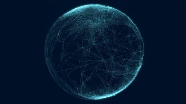 Satellite Constellation Routing Control Visualization, Showing Connected Nodes and Orbit Paths in a Futuristic Network Model